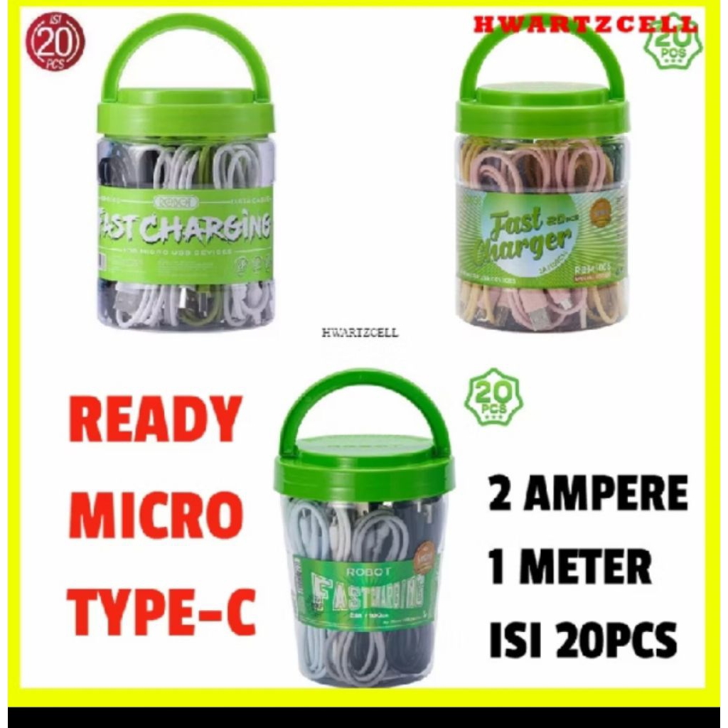 casan usb micro / tipe c robot original isi 20 1 toples