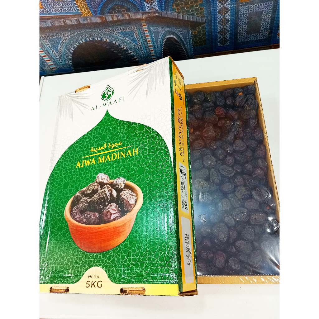 

AJWA KURMA MADINAH KEMASAN KOTAK 5KG/DATE EXP2027/TERBARU KURMAAJWA