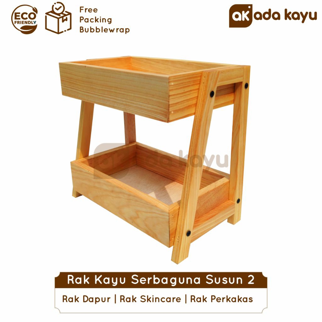RAK KAYU SERBAGUNA SUSUN 2 Rak Skincare Rak Perkakas  Minimalis