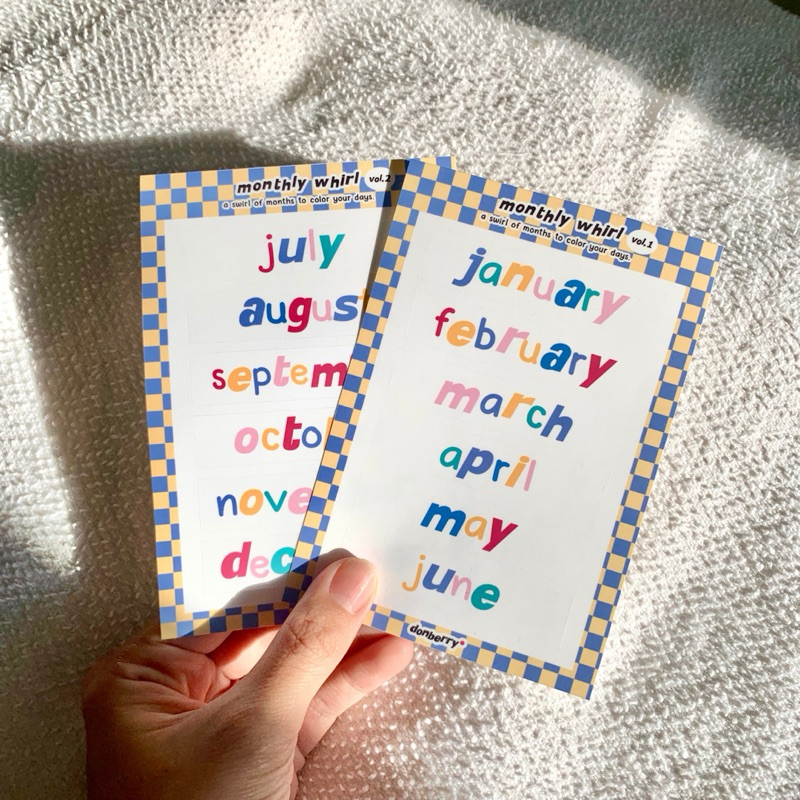 

donberry - Monthly Whirl Sticker | Stiker vinyl nama bulan lucu aesthetic untuk journaling & dekorasi