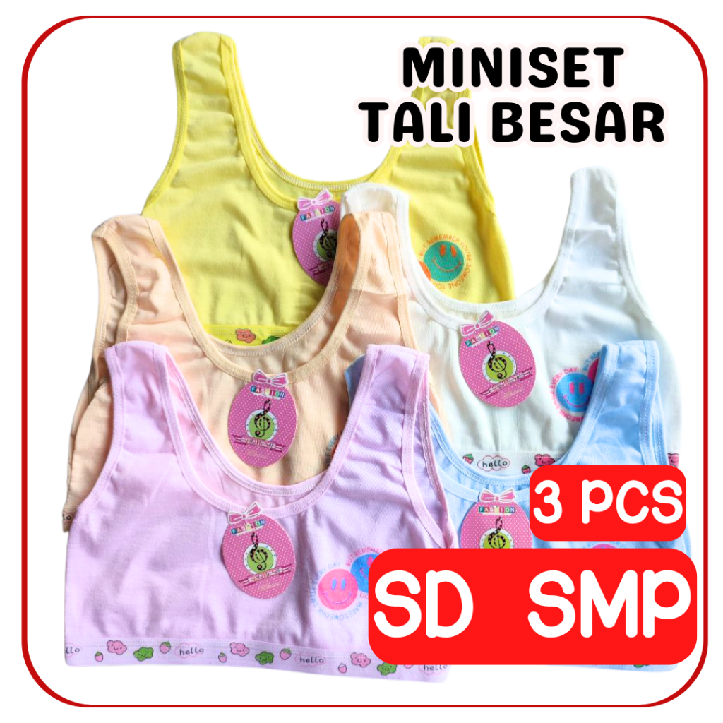 3PCS Mini Set Anak Katun Sekolah SD SMP Bra BH Miniset Anak Cewek Domisol GRIYO DALEMAN99