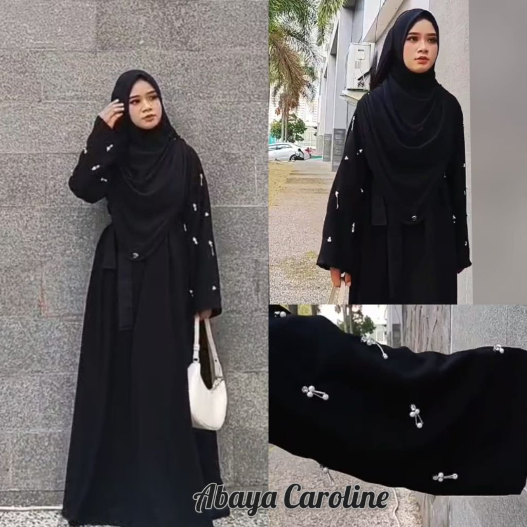 abaya hitam gamis syari caroline style remaja