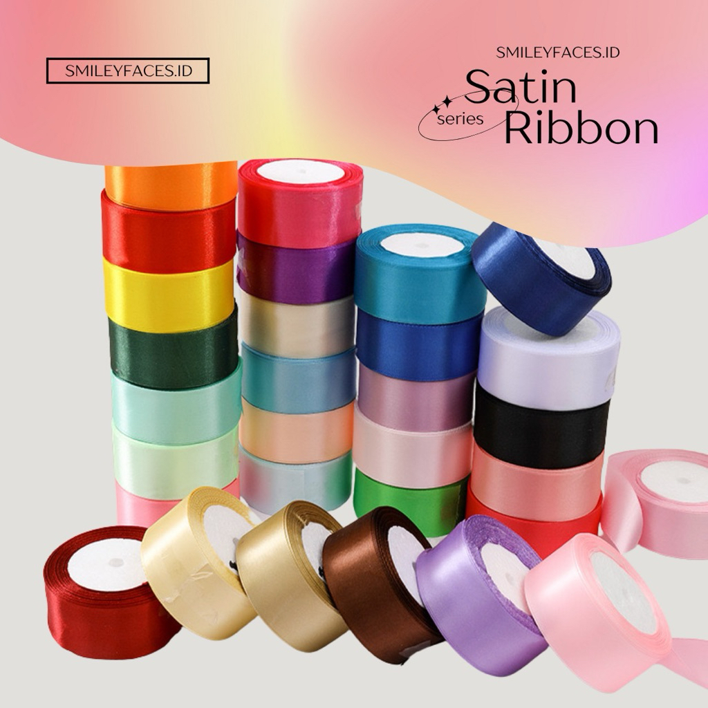 

Pita Satin 25 Yard Lebar 1/2 Inch 2.5 CM 4 CM Bahan Bouquet Bunga Hampers