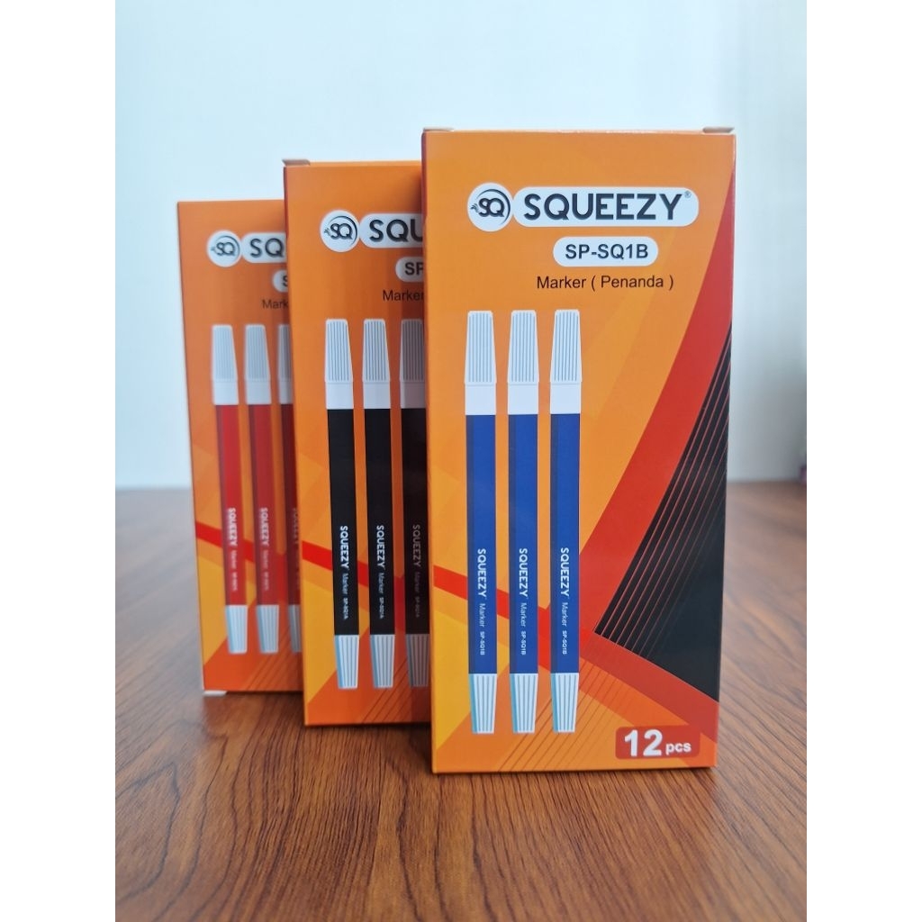

isi 12 Spidol Marker Kecil SQUEEZY/Spidol Hitam Merah Biru/Spidol Penanda Warna/Sepidol/Alat Tulis