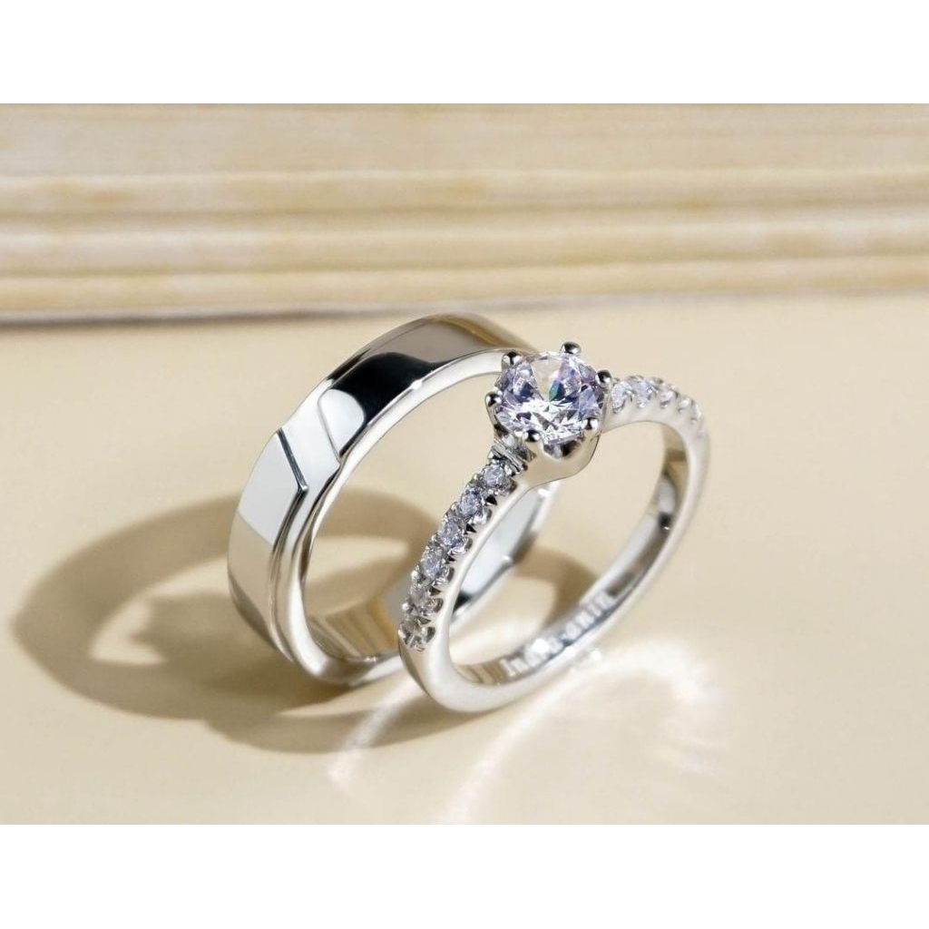 Cincin Couple Custom Ukir Nama | Cincin Pasangan Tunangan Perak dan emas Gold