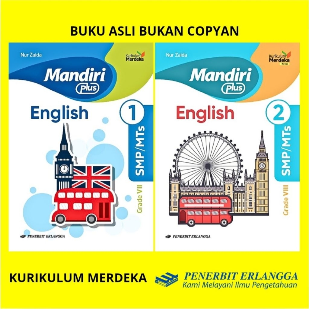 MANDIRI PLUS ENGLISH KELAS 7 8 SMP/MTs PENERBIT ERLANGGA KURIKULUM MERDEKA - BUKU KLS 1 2 BAHASA ING