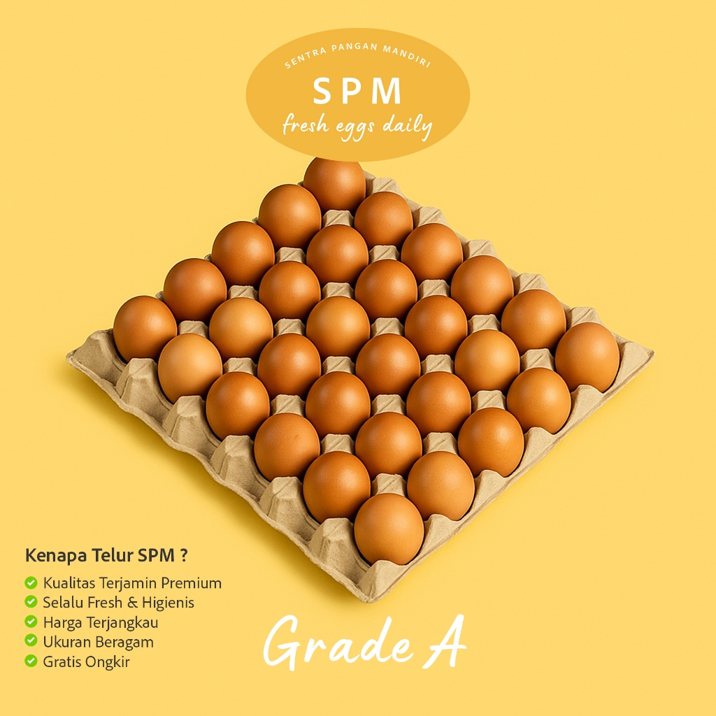 

SPM - Telur Ayam Eropa SPM (30 Butir) / Telur Super Berkualitas / Higienis / Fresh eggs daily