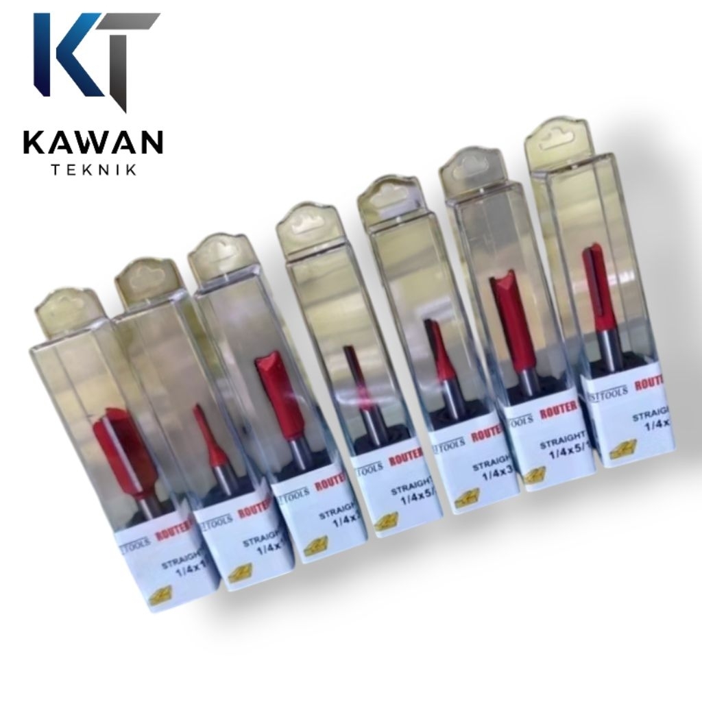 Mata bor profil kayu lurus router straight bir 1/4