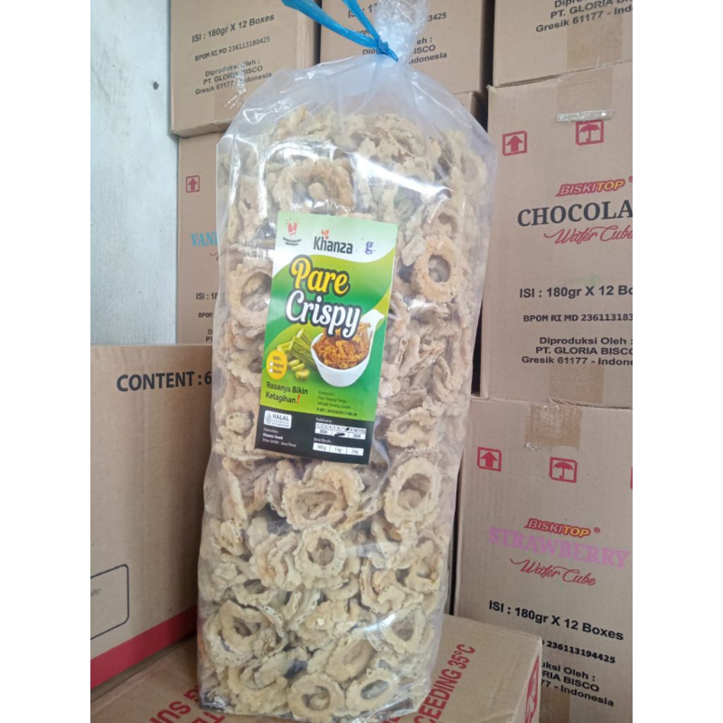 

Keripik Pare Premium Tidak Pahit merek Khanza kemasan 200gram