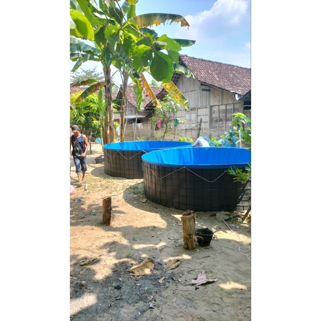 terpal kolam BUNDAR D3 T1 full set tinggal pasang bahan PVC semi kare Orchid