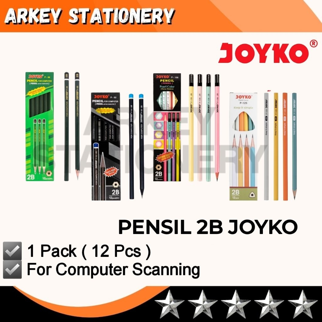 

( PACK ) JOYKO Pensil 2B P-88 / Pensil Joyko P-108 / Pensil Joyko P-125