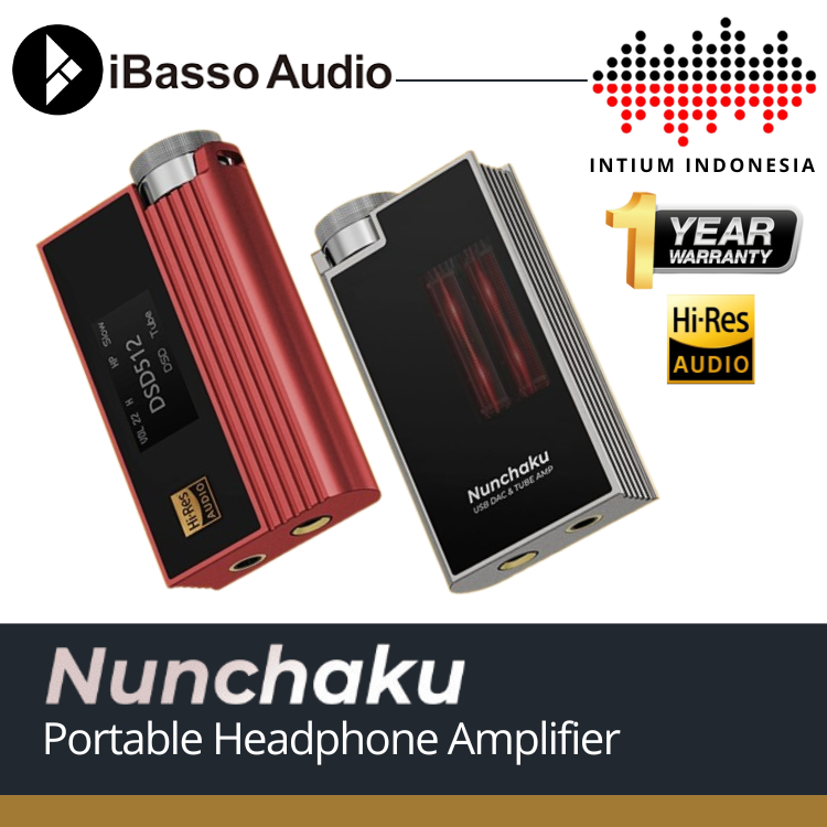 iBasso Nunchaku Amplifier Portable - Hitam, Hybrid, 10Hz-40kHz, Baterai Isi Ulang