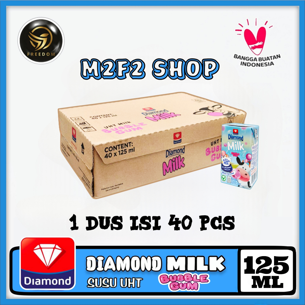 

DIAMOND Milk Bubble Gum | Susu Rasa Permen Karet Kotak UHT - 125 ml (Kemasan Karton)