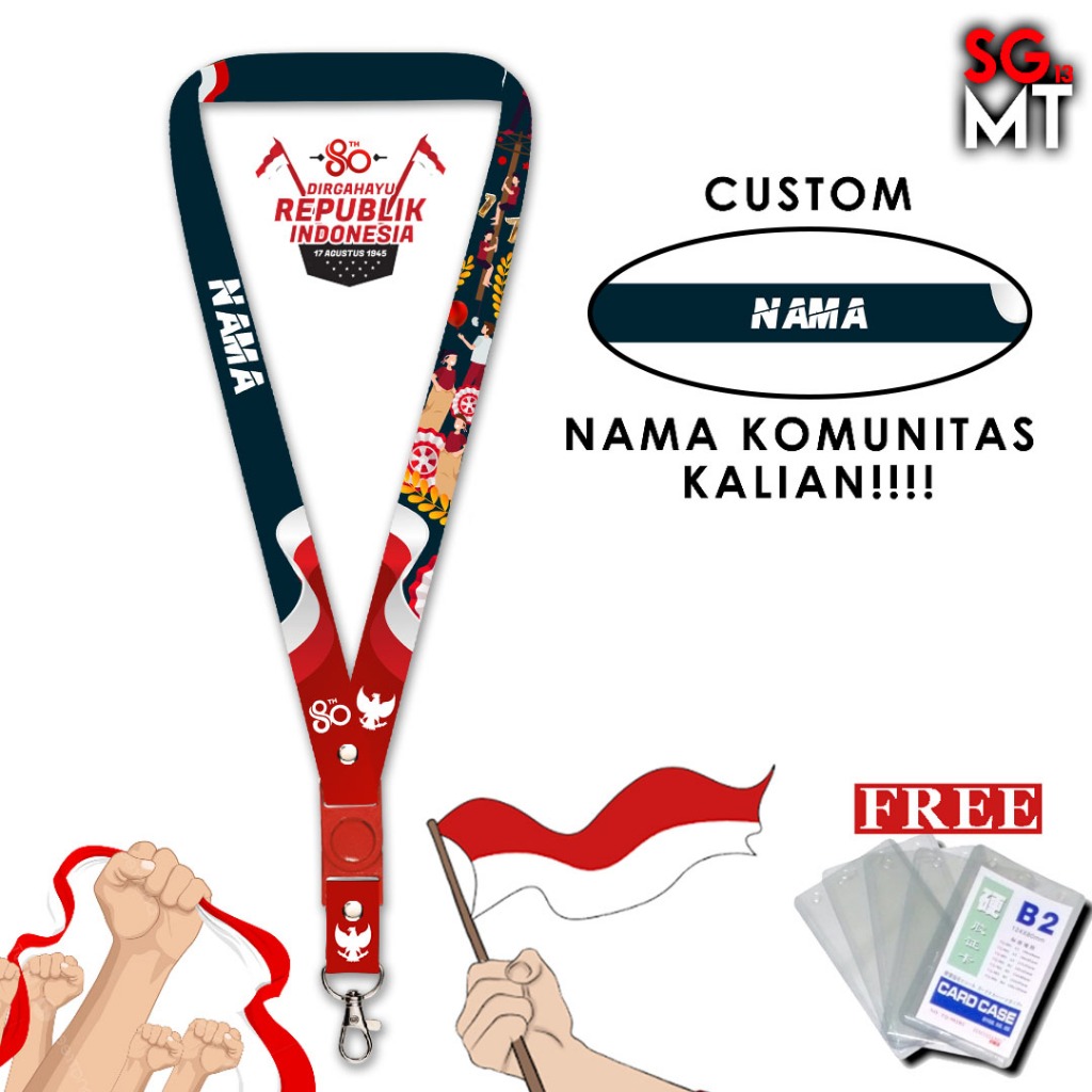 

Lanyard Custom Nama Printing Full 2 Sisi 2cm Satuan Murah Bisa Request Nama Design SPECIAL KEMERDEKAAN INDONESIA