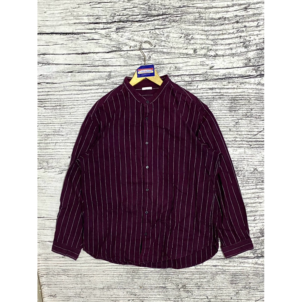 Kemeja shirt atasan cowok pria laki laki  flanel flannel model kerah sanghai shanghai koko tegak sal