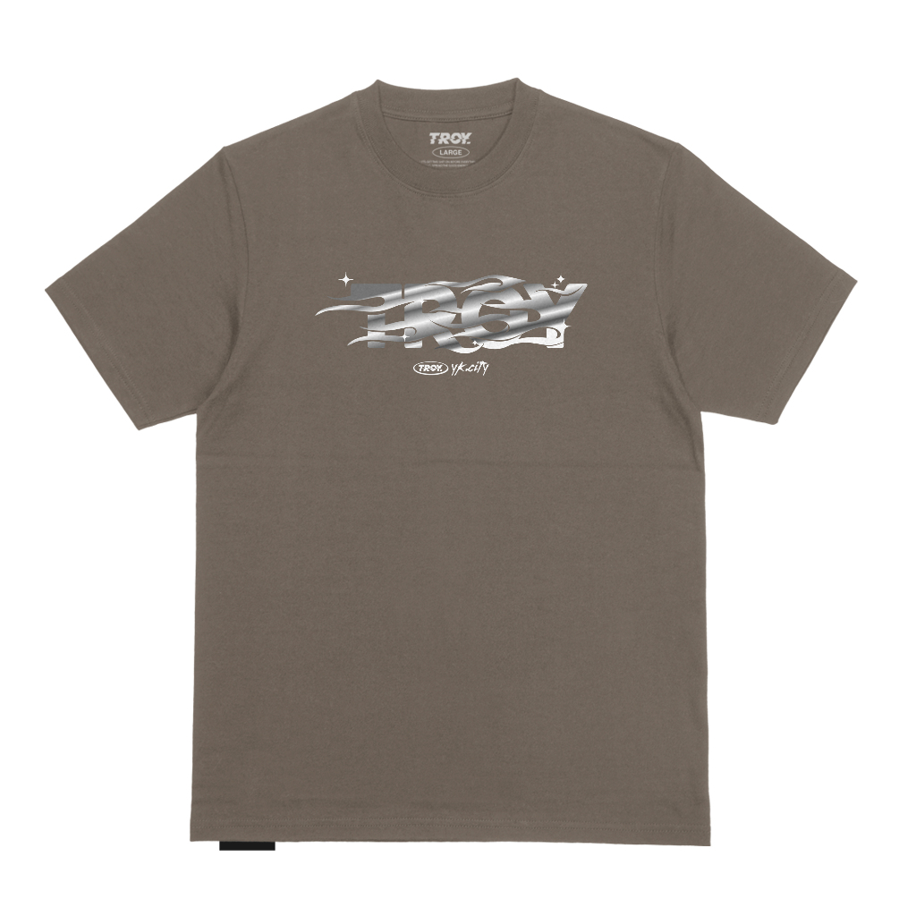 Troy Company Tshirt Maple Brown Silver Flame - Kaos Lengan Pendek Kaos Reguler Coklat Maple MTD 3154