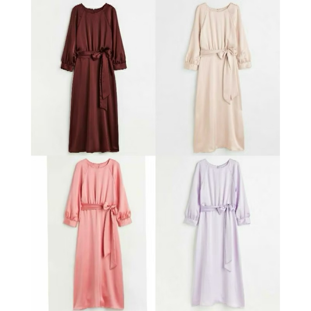HM TIE BELT SATIN DRESS WARNA