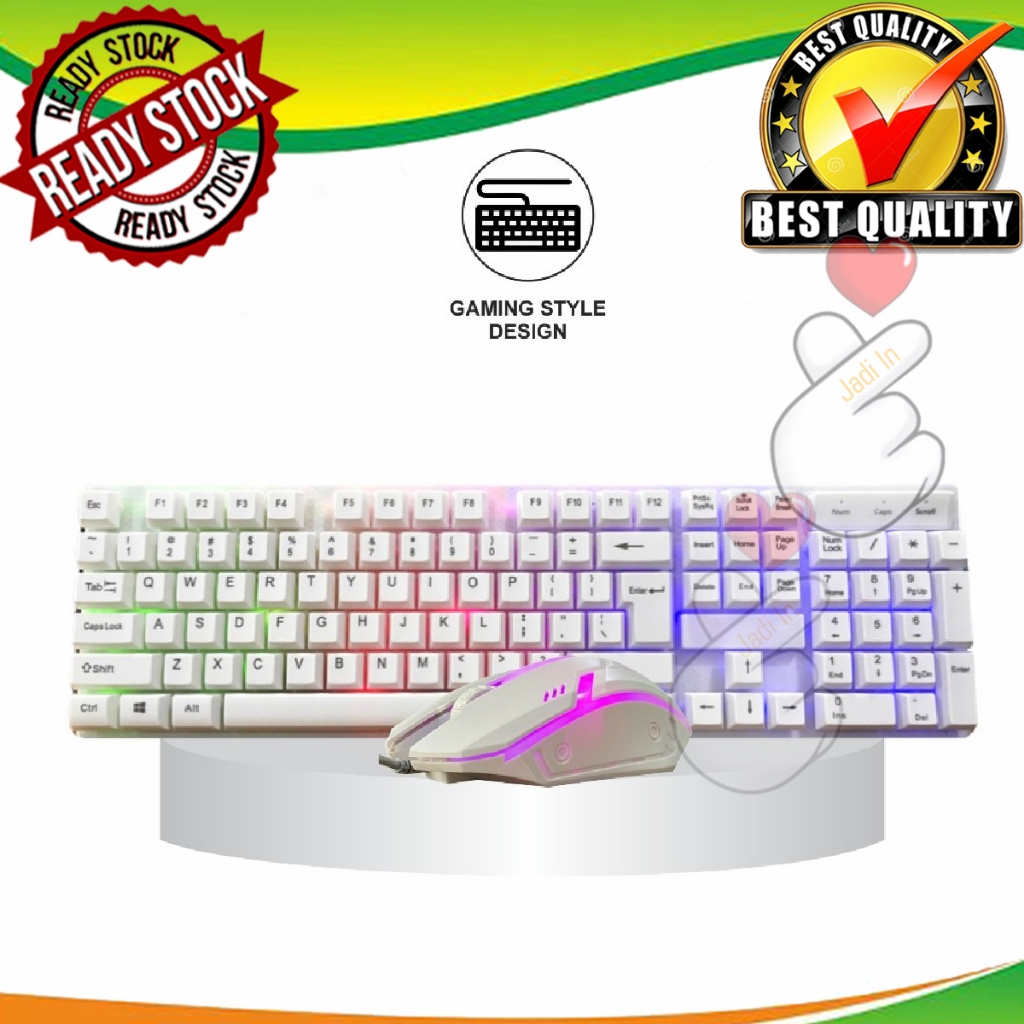 Keyboard mouse Gaming combo putih / keyboard mouse RGB