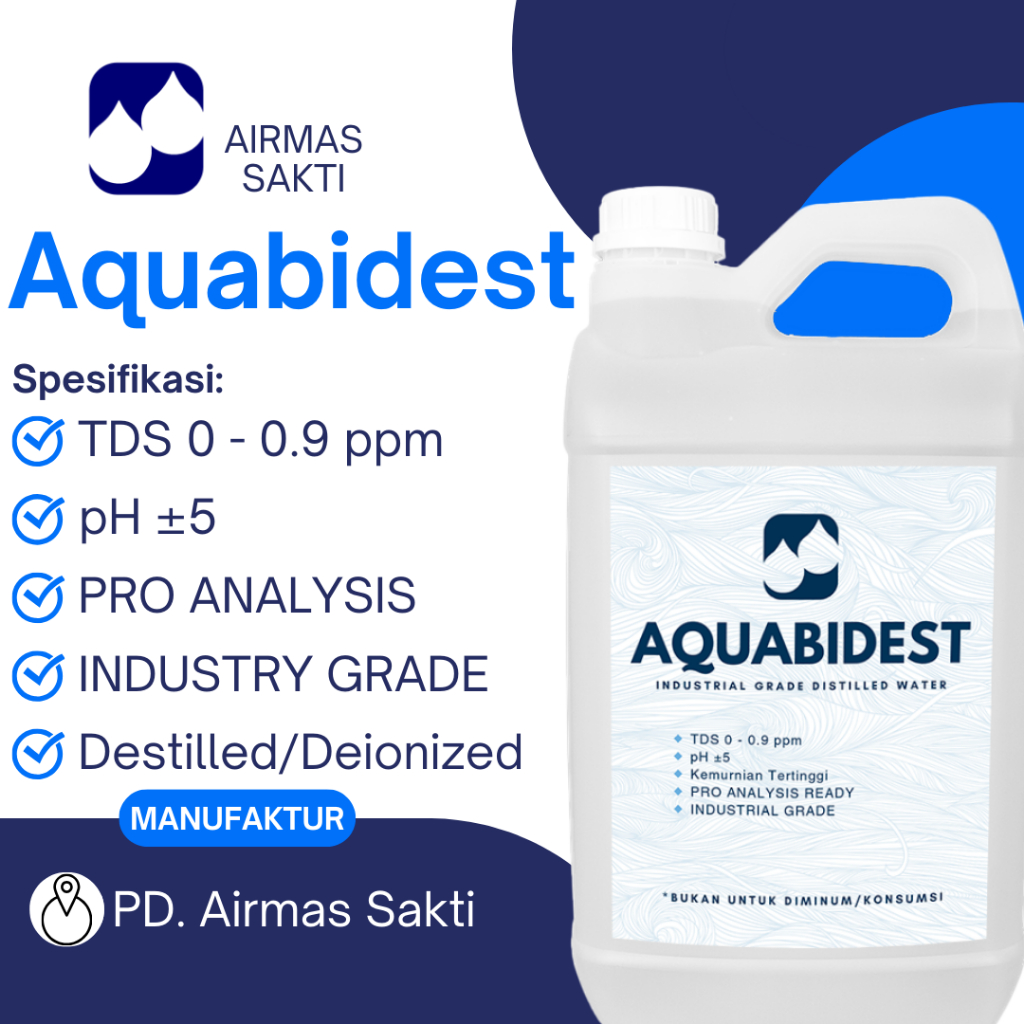 

5L AQUABIDEST ±0 PPM / AIR SULING / AIR MURNI / DEIONIZED WATER