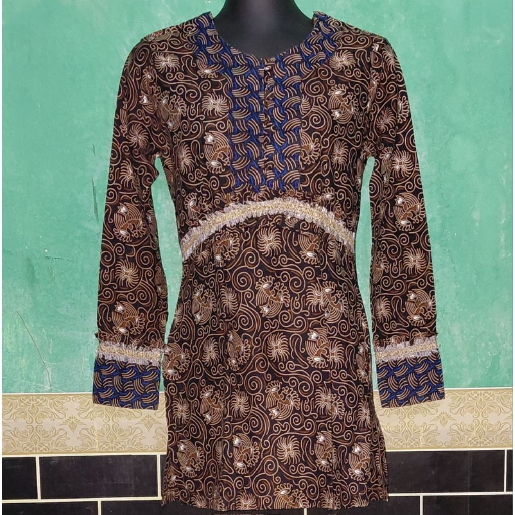 Preloved Baju Batik Wanita Tunik Kondangan Atasan Pesta Lengan Panjang