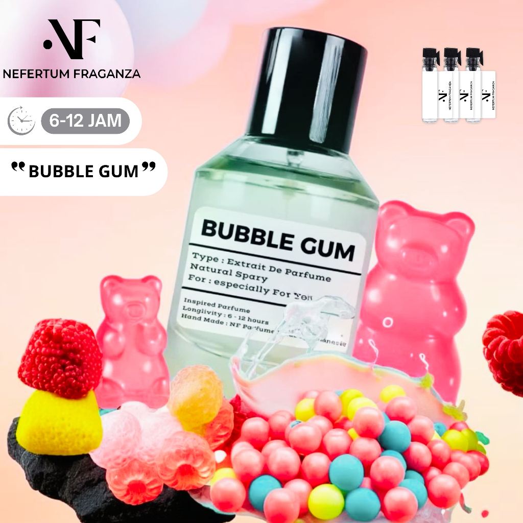 NF | Bubble Gum Parfum Wanita Pria Permen Karet Fresh Manis Minyak Wangi Original Tahan Lama 24 Jam
