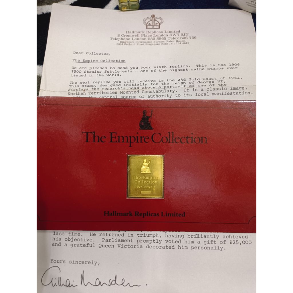 

Prangko Silver 925 lapis emas 24k $500 strait settlement