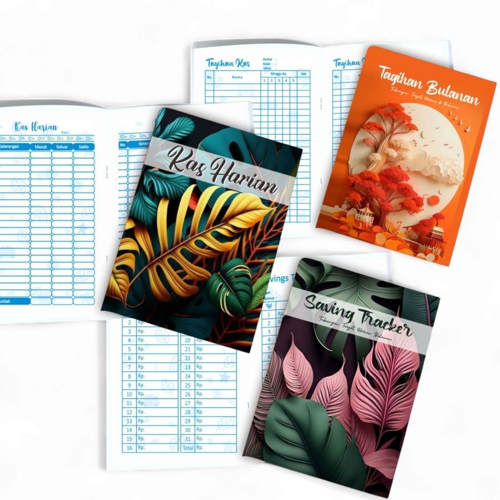 

Buku Catatan Keuangan Buku Kas Harian Buku Tagihan Bulanan Buku Saving Tracker