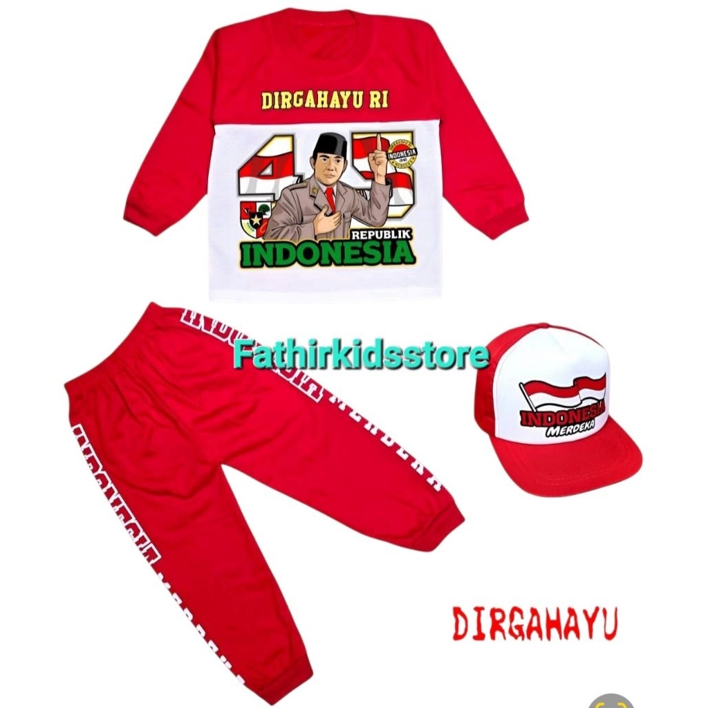 KAOS ANAK PANJANG GARUDA SETELAN PANJANG ANAK GARUDA MERAH PUTIH DIRGAHAYU BISA DITAMBAH TOPI