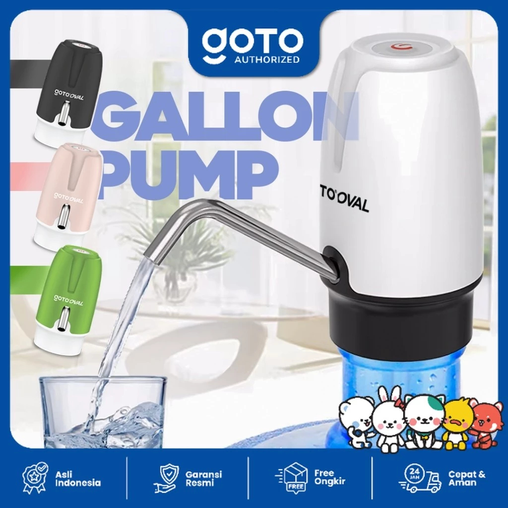 Pompa Galon Elektrik Murah Goto OVAL Dispenser Pencetan Air Minum Electric Gallon Pump Baterai Cas