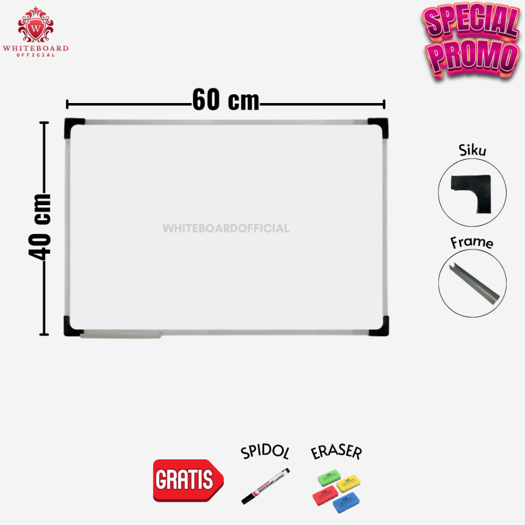 

RAIJIN Papan Tulis White Board 40x60cm / Whiteboard Non Magnet Gantung (SPECIAL PROMO)