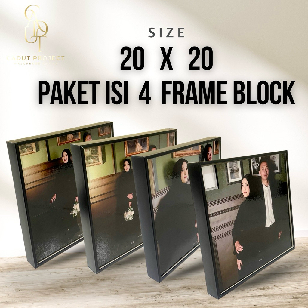 CETAK FOTO FRAME BLOCK 20x20/ 8 r / wall frame / cadutproject / bingkai foto / cetak foto / wedding