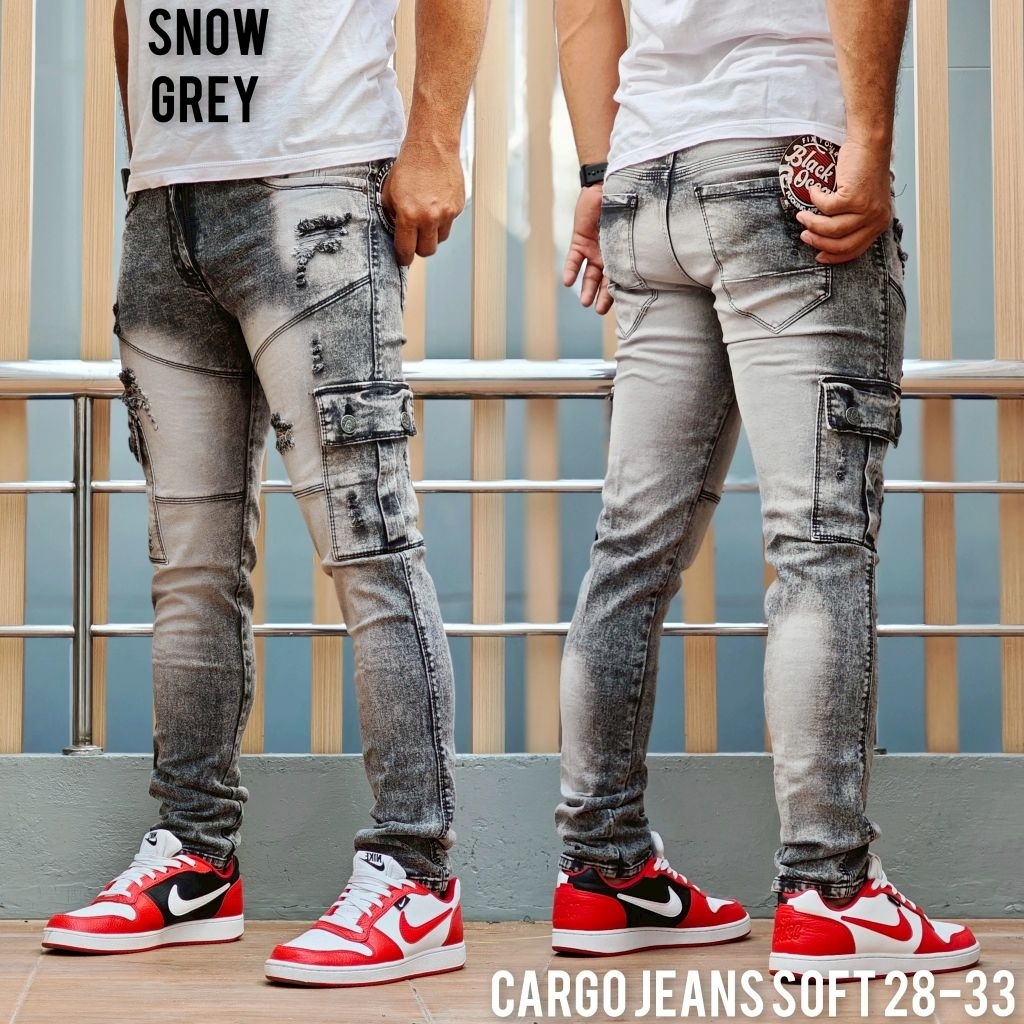 Celana Cargo Biker Jeans Cargo Pria Panjang Celana Slimfit Pria Jeans Cargo Jeans Pria