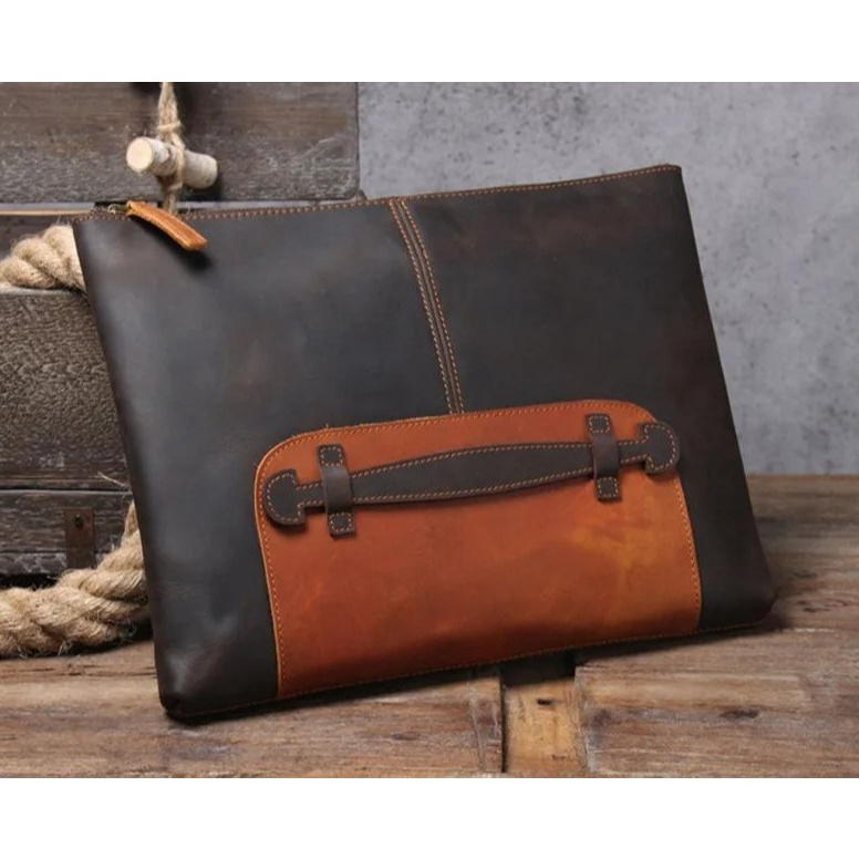 KODE U25A Clutch Handbag Pria Kulit Sapi Asli  Tas Tangan kulit  Cover IpadLaptop