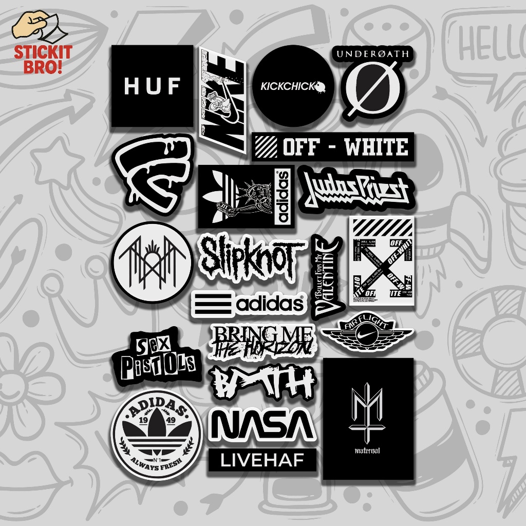 

Sticker Pack HYPE BEAST VOL 09 Aesthetic Vynil Anti Air Potongan KissCut Tumblr Helm Laptop BLACK & WHITE