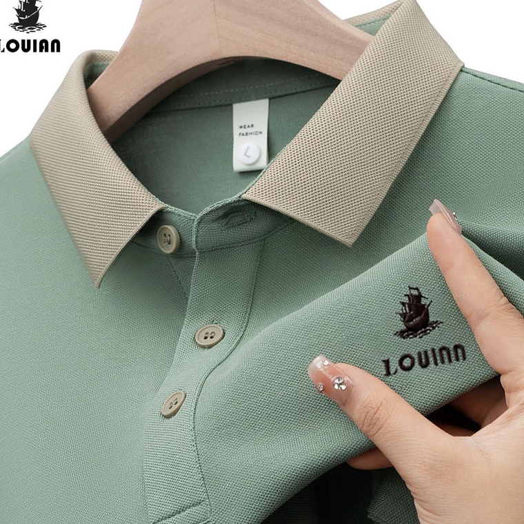 KODE F76Q Lou lan  kaos berkerah pria baju kaos kerah pria original 1 Kaos Polo Pria Atasan Pria Len