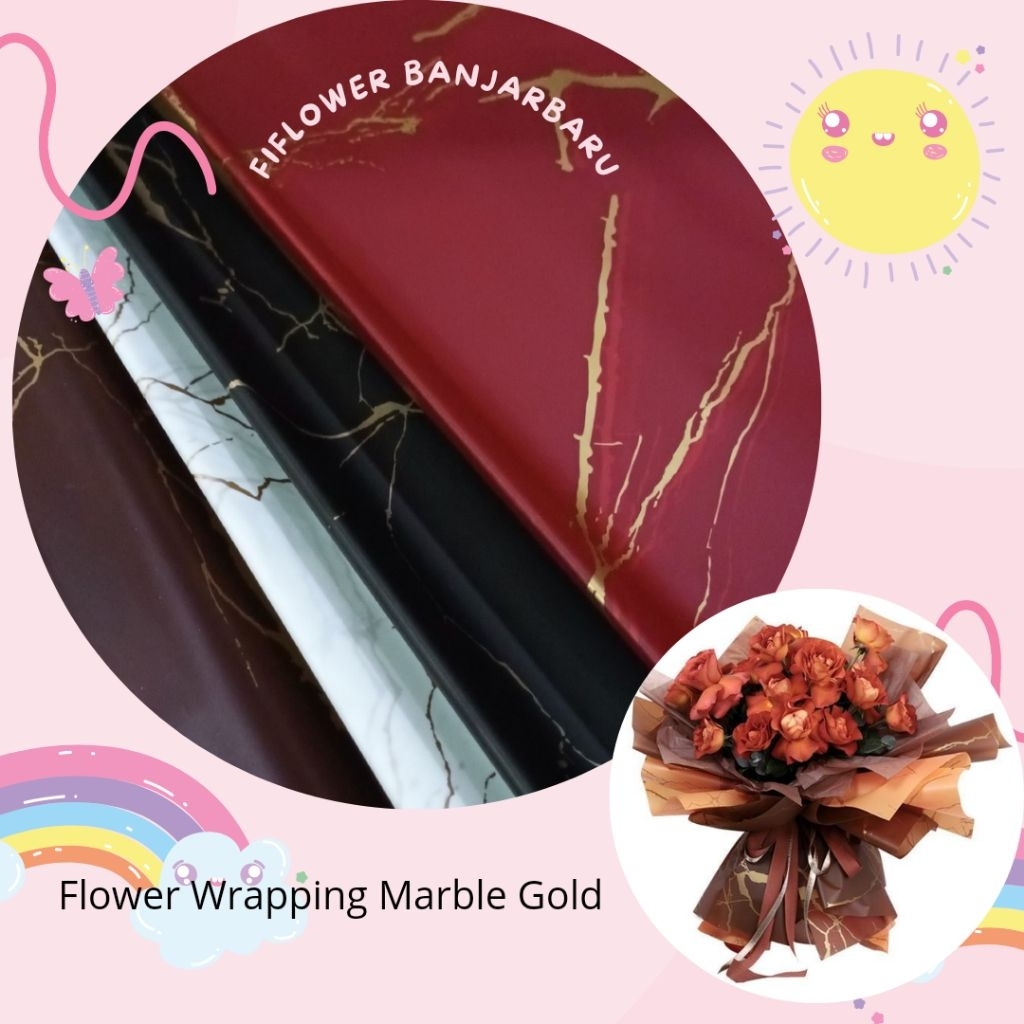 

Cellophane Marble List Gold| Kertas Wrapping Marble