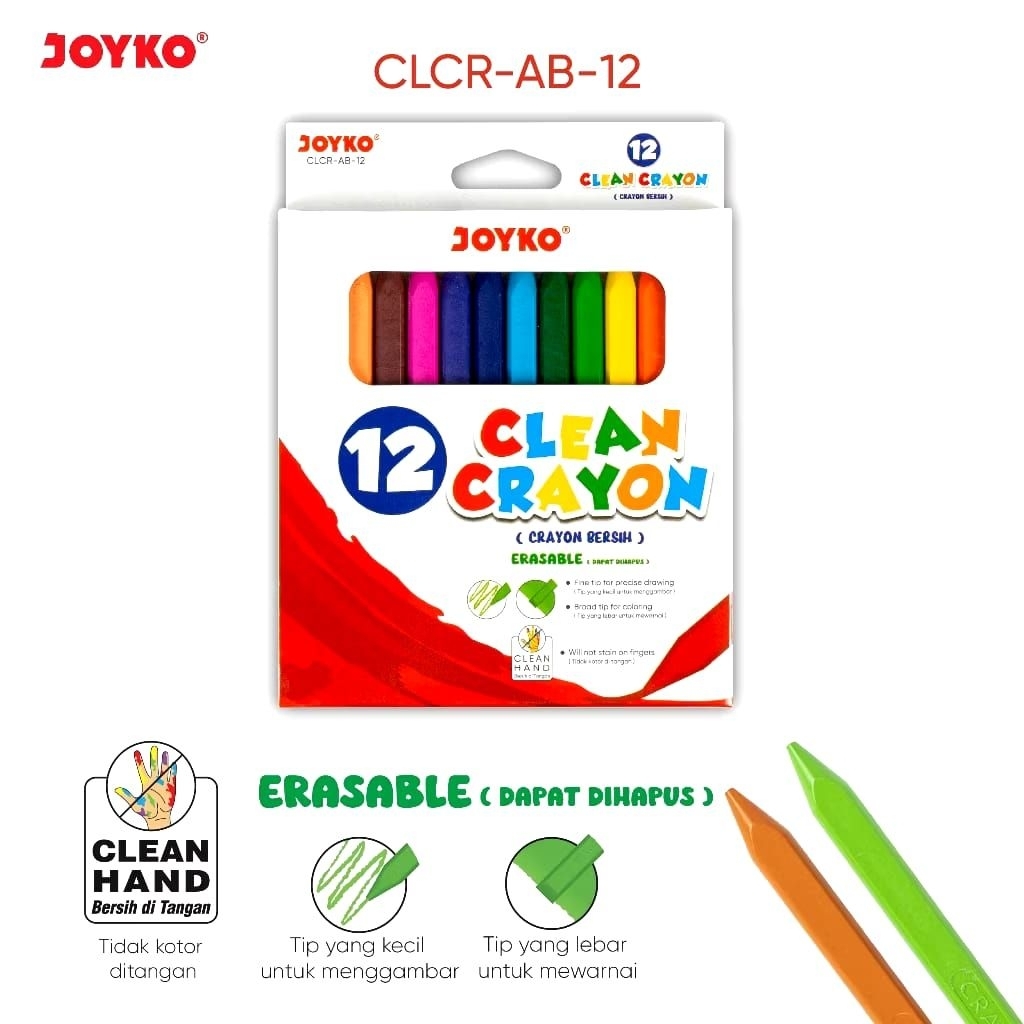 

Joyko krayon bersih dapat di hapus clean crayon erasable