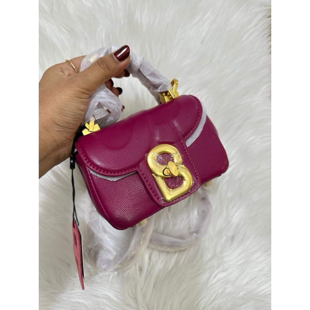 Alma Lethear Micro Bag Buttonscarvws Magenta NEW