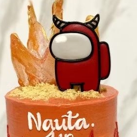 

kue ulang tahun butter cookies icing fondant among us fire cake