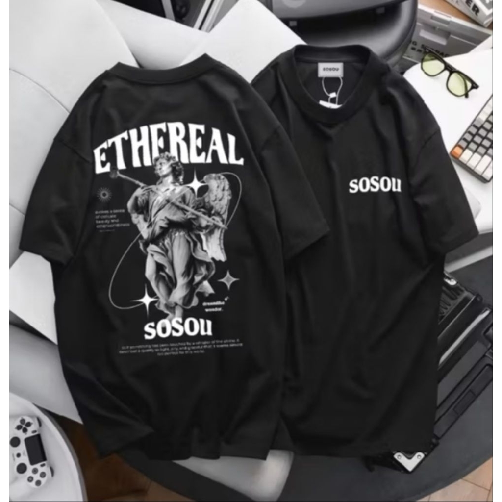 Kaos distro warna hitam terbaru / Baju kaos pria premium / kaos pria wanita dewasa bahan katun 24s p