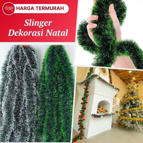 Slinger Natal Slinger Dekorasi Natal Tinsel Rumbai Hijau Daun Tebal Slinger Tebal Slinger Hijau Teba