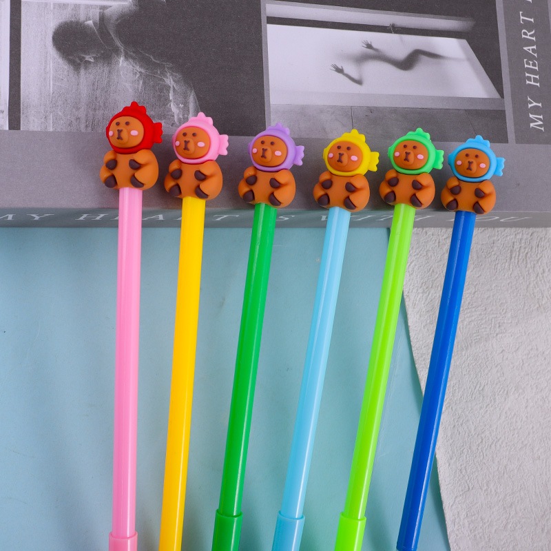 

4/8/12PCS PEN LUCU IMUT KADO UNIK SOUVERNIR PULPEN GEL CAPYBARA TOPI IKAN PGK-1929