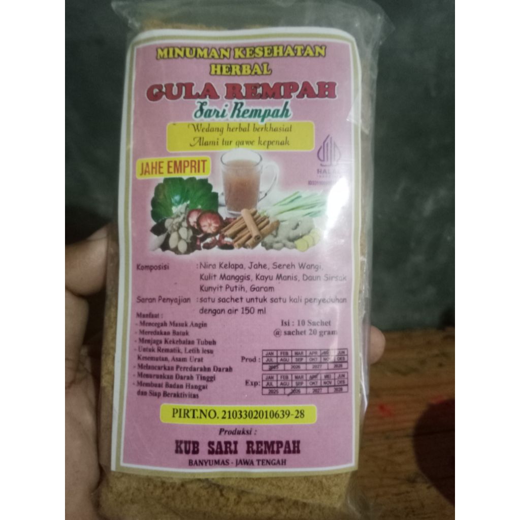 

Sari Jahe Emprit siap seduh isi 10 saset per bungkus