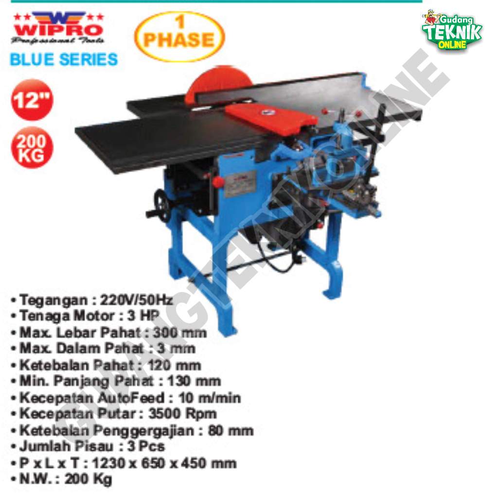 WIPRO Mesin Kayu Multifungsi 300mm WIPRO EMQ-443 / Mesin Potong Kayu Multipurpose MQ443A - Planing M