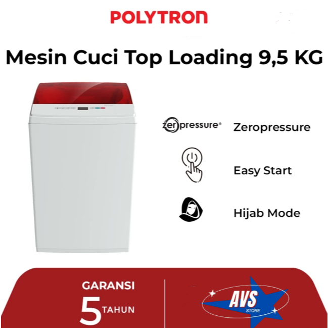 POLYTRON MESIN CUCI 1 TABUNG ZEROMATIC 9.5KG PAW 9527