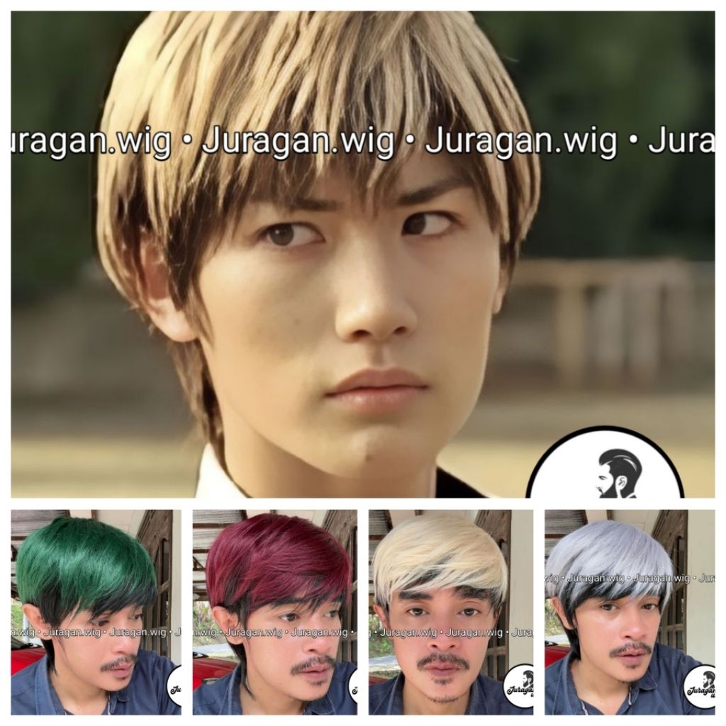 Wig Pria Jepang Rambut Pendek Bicolor Model Miura