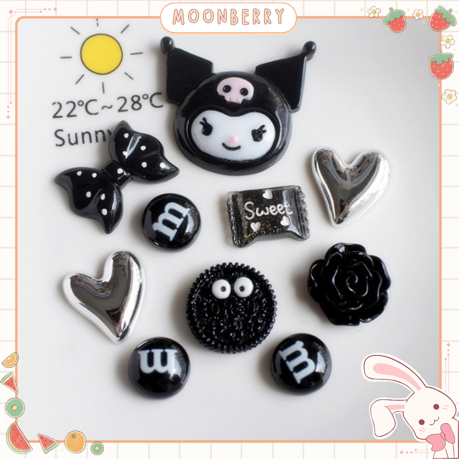 

Stiker 3D Aksesoris Sandal Kuromi Hitam Lucu Hiasan Sendal Charm Pin Sendal