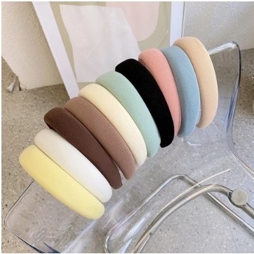 Bando Kain Tebal Wanita Korea / Bando Kain Warna Pastel / Headband Cloud Polos Lebar / Bando Kain Te
