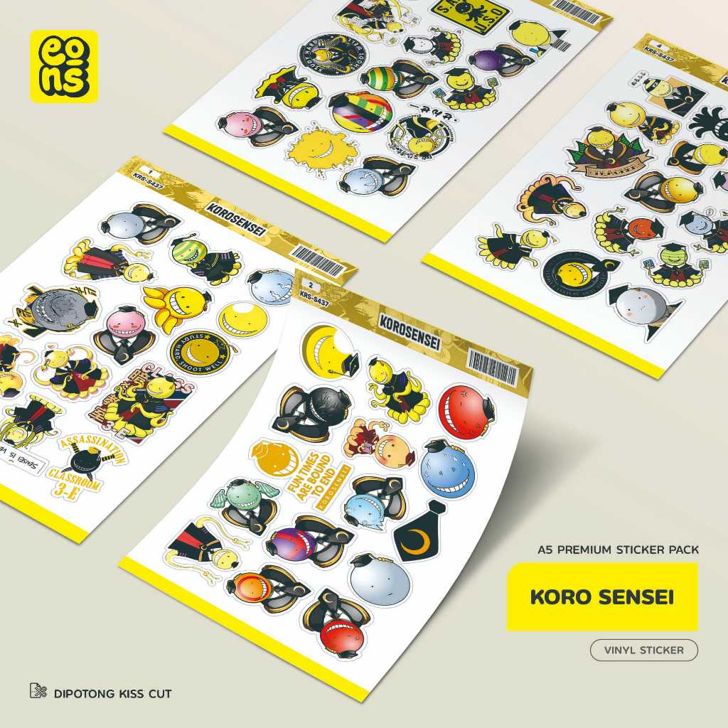 

Sticker Sheet KORO SENSEI Paper Vinyl Kisscut Dekorasi Laptop Casing HP Tumbler Koper Buku