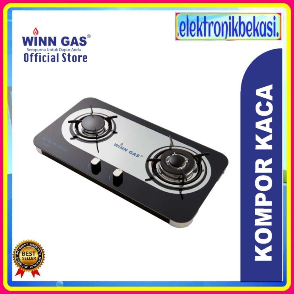 KOMPOR GAS WINN GAS W 888 KACA / KOMPOR GAS WINN GAS 2 TUNGKU KACA / WINN GAS W888 KOMPOR SEMI TANAM
